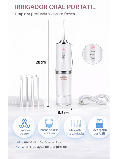 Irrigador Bucal Eléctrico Portátil