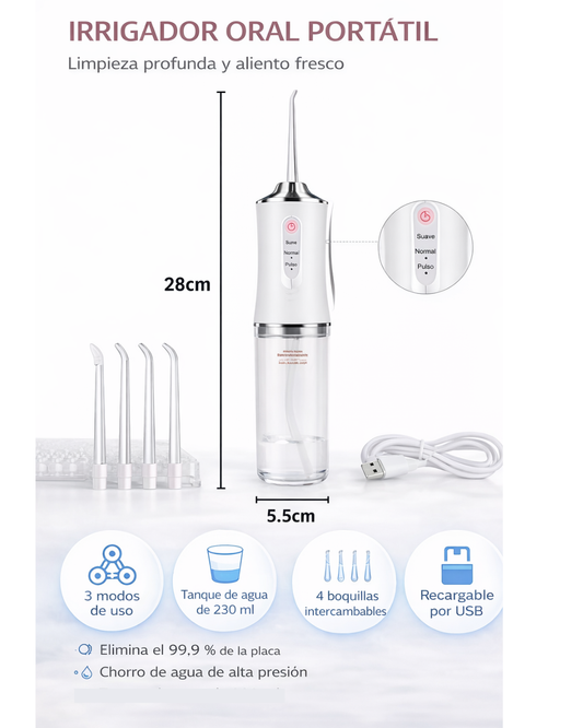 Irrigador Bucal Eléctrico Portátil